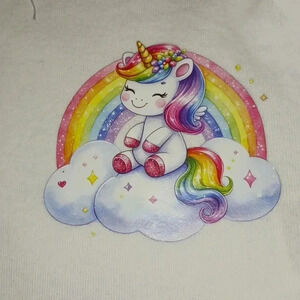 NWOT - Handmade White New Born Bodysuit - Unicorn on Clouds